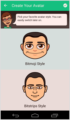 bitmoji avatar stilini seç