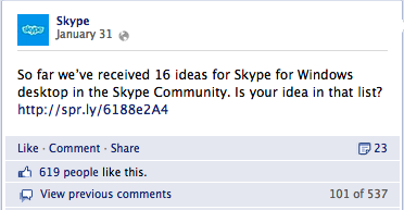 facebook'ta skype