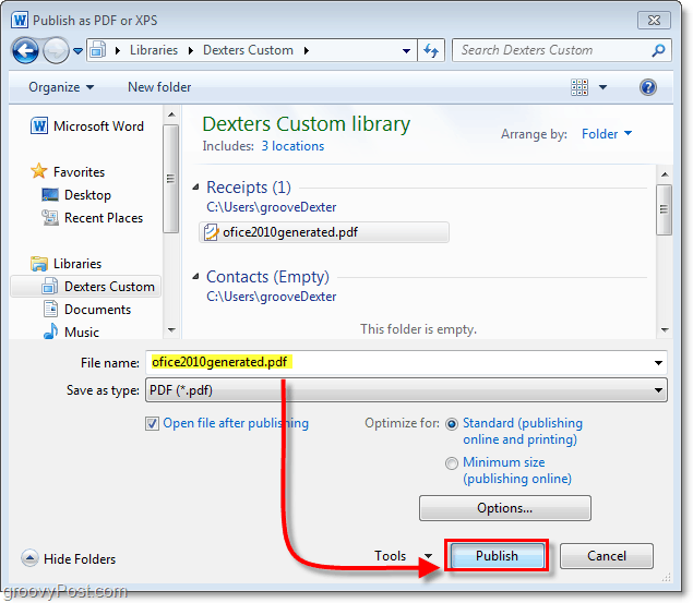 ofis 2010 pdf belgenizi kaydetmek için bir konum seçin