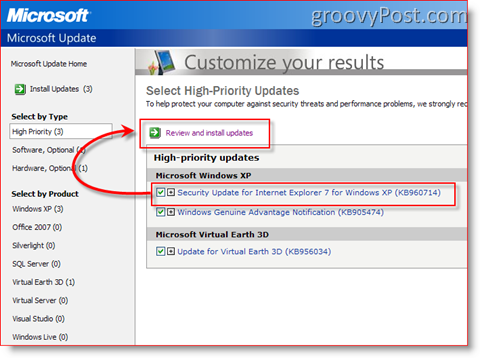 Microsoft Update Kullanarak Güncelleştirmeleri Yükleme