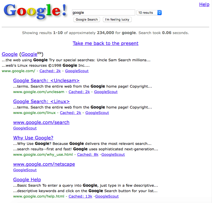 Cuma Eğlencesi: Google'da "Google'da 1998" ibaresi ile Web 1.0'a dönün