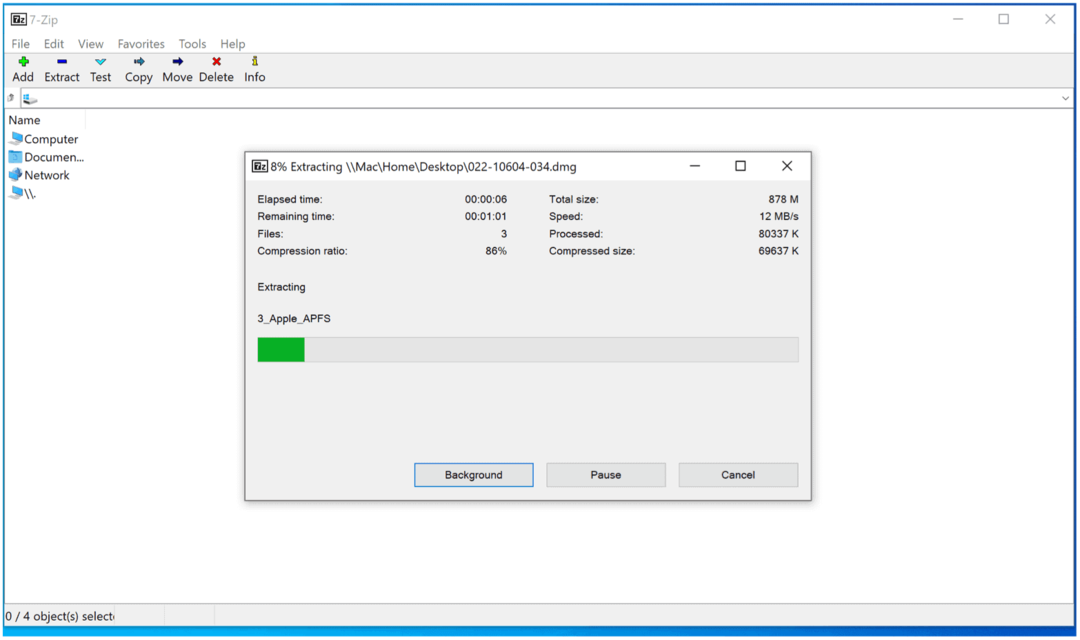 Windows 10'daki DMG Dosyaları DMG'yi Çıkarın 