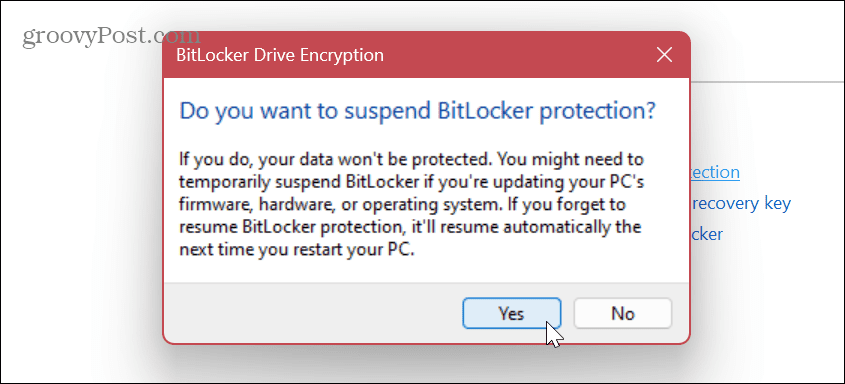BitLocker'ı Devre Dışı Bırakın veya Askıya Alın 