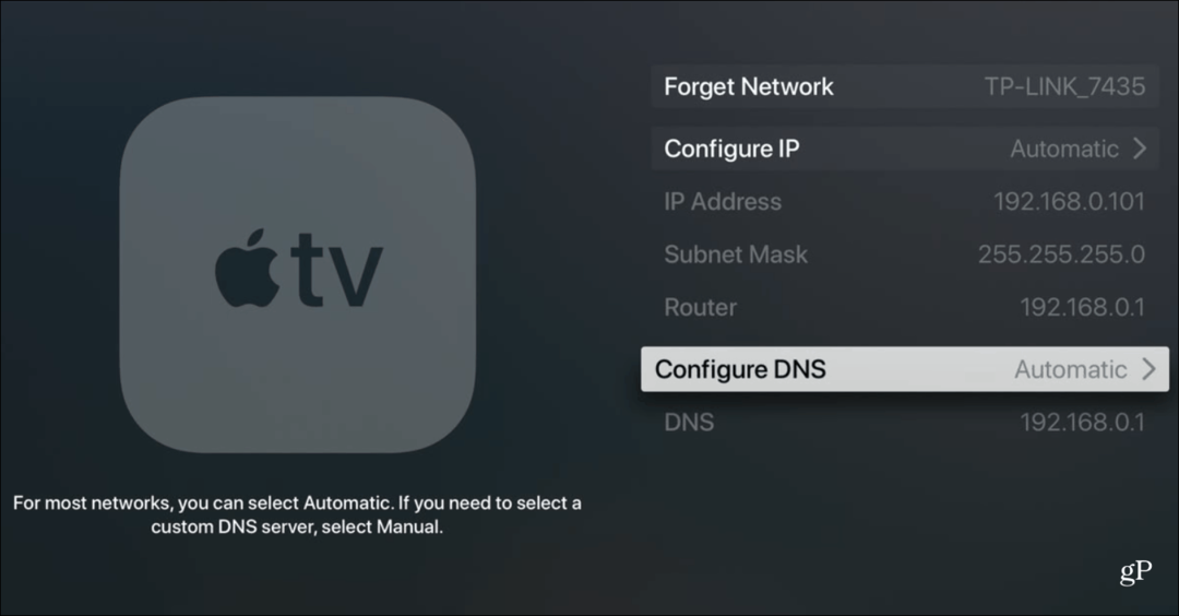 Apple TV'nizdeki DNS Ayarını Değiştirme