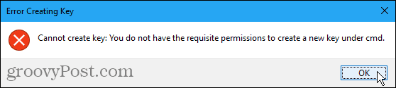 Windows Kayıt Defteri'nde anahtar hatası oluşturulamıyor