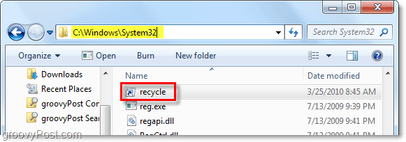 geri dönüşüm kutusunu windows 7 system32 klasörüne koy