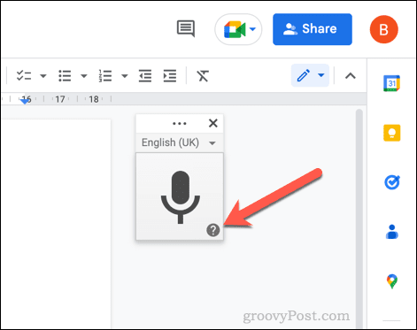 Google Dokümanlar sesle yazma yardım düğmesi