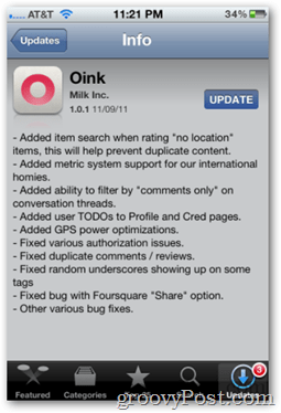 Apple App Store'dan Oink 1.0.1 Güncellemesi