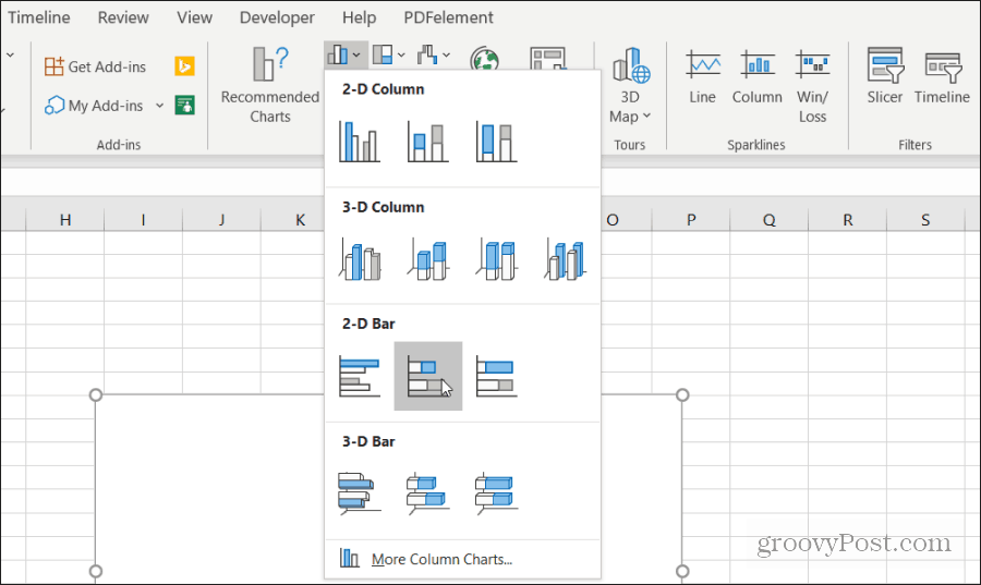 Excel'de yığılmış grafik ekle