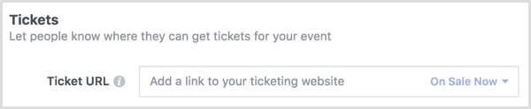 Eventbrite bilet satış sayfasına bağlanmak için Bilet seçeneğini kullanın