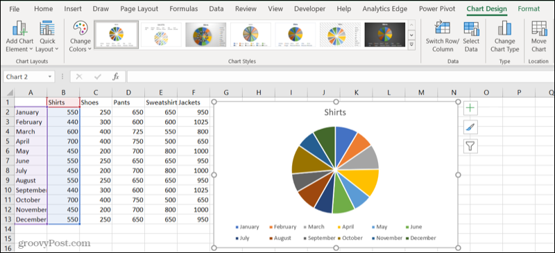 Excel sayfasındaki pasta grafiği