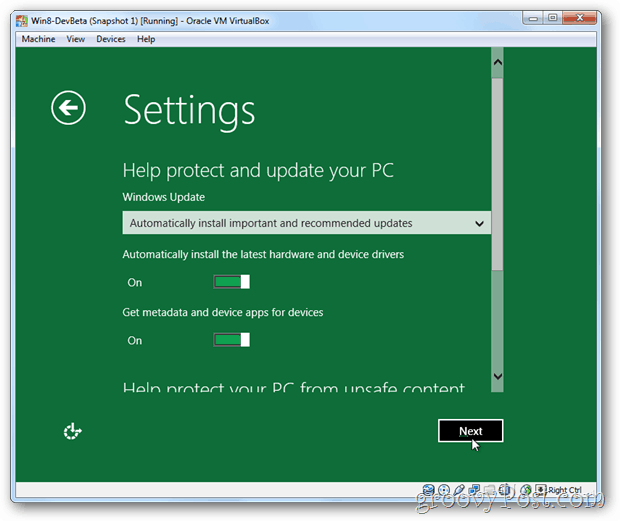 VirtualBox Windows 8 ayarları ve güncelleme