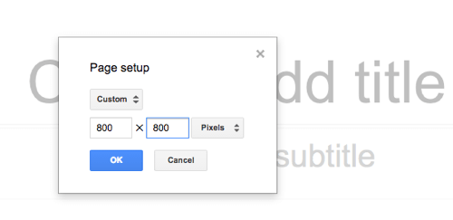 Google Slaytlar grafiğinizin boyutunu seçin.