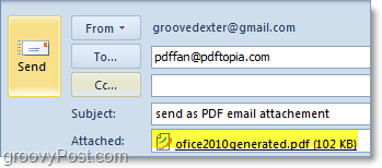 outlook 2010'da otomatik olarak dönüştürülen ve eklenen bir pdf gönderme