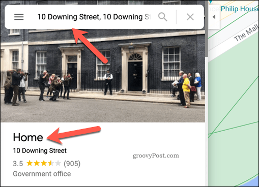 Google Haritalar'daki örnek ev adresi