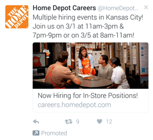home depot twitter mobil reklam örneği