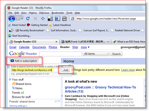 Google Reader RSS Abonelik Özelliği Ekle:: groovyPost.com