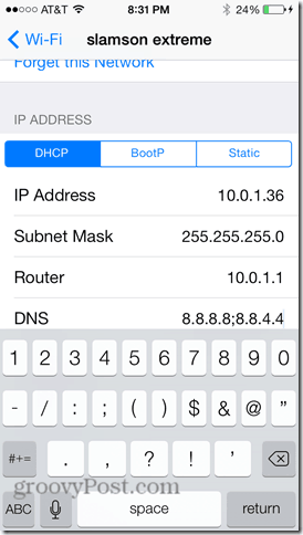 iOS 7'de Google herkese açık DNS atama