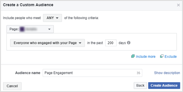facebook sayfa etkileşimi özel kitle oluştur