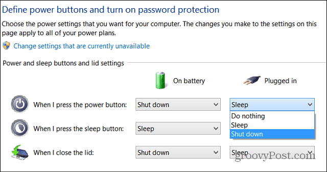 Fiziksel Güç Düğmesini Ayarla Windows 8