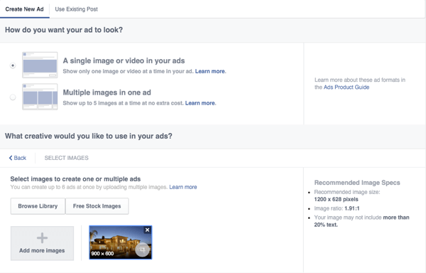 facebook tuval reklamı yaratıcı seçenekleri ayarlama