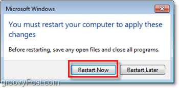 Windows 7'de Internet Explorer 8'i kapatmayı tamamlamak için bilgisayarı yeniden başlatın