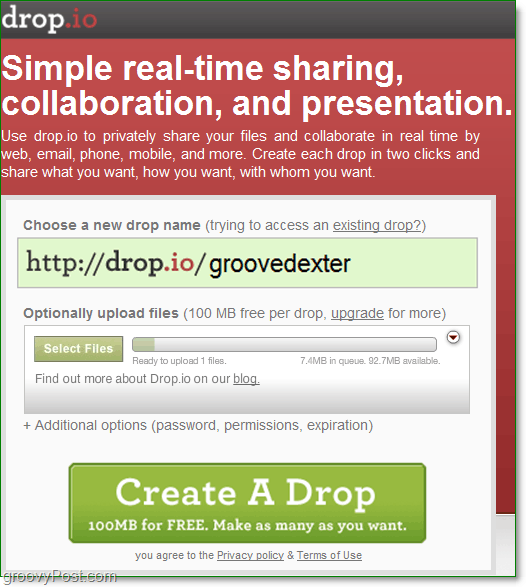 drop.io kullanarak ücretsiz çevrimiçi işbirliği için nasıl kayıt olunur