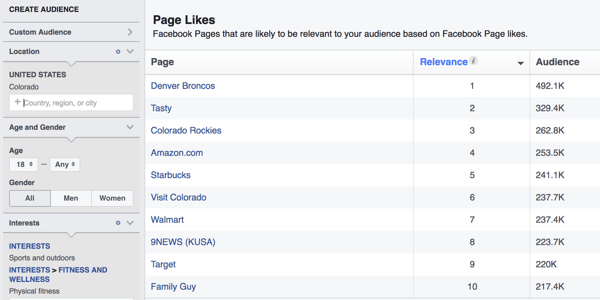 Hedef kitlenizi Audience Insights ile tanımladığınızda, Facebook size büyük olasılıkla bu kitleyle alakalı sayfaları gösterecektir.