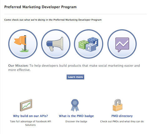 facebook tercihli pazarlama geliştirici programı