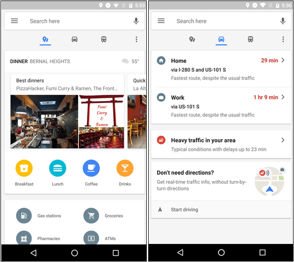 Android için Google Haritalar Gerçek Zamanlı İşe gidip gelme bilgilerini alma