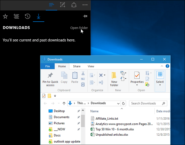 Microsoft Edge İndirilenler Klasörü