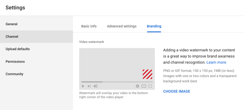YouTube videosuna filigran eklemek için iletişim kutusu