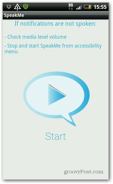 Android Start için SpeakMe