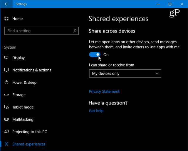 Windows 10'da Paylaşılan Deneyimleri Etkinleştirme ve Kullanma