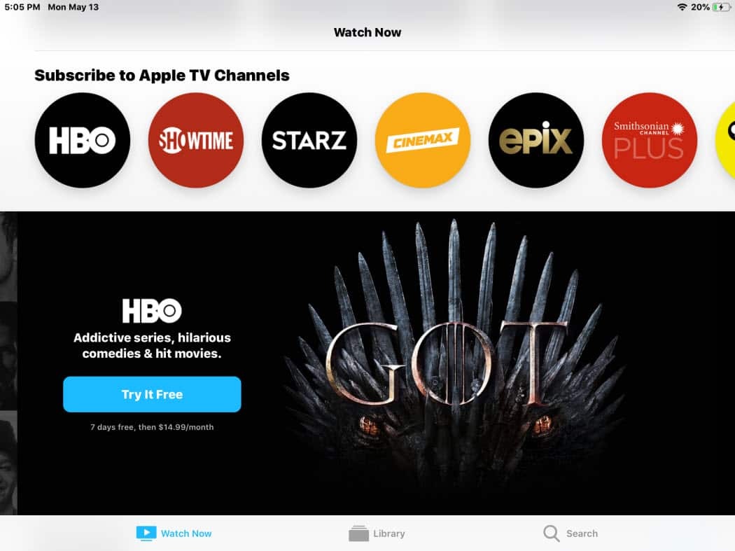 Yeni Apple TV Uygulaması iPad Kanalı Abonelikleri