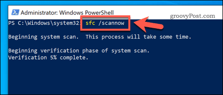 Windows 10'da SFC aracını kullanma