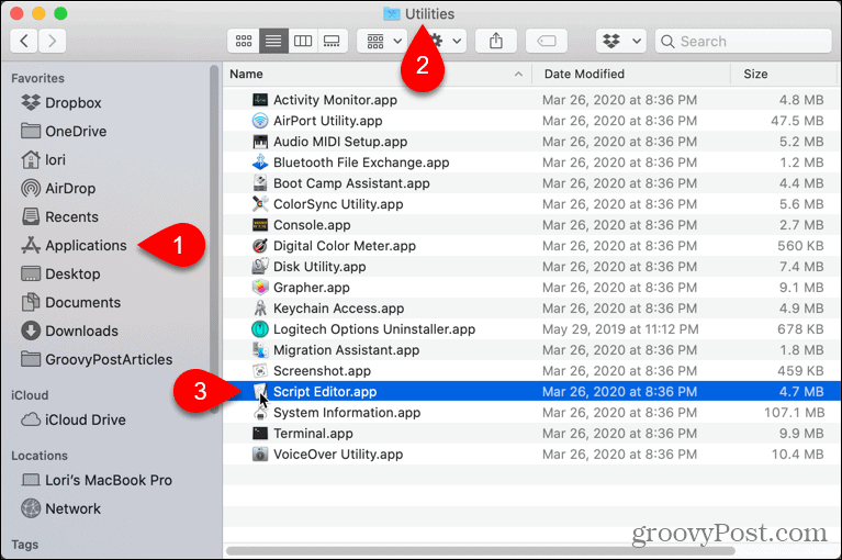 Mac'te Komut Dosyası Düzenleyicisini Aç