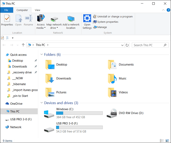 Windows 10 Dosya Gezgini'ni Hızlı Erişim Yerine Bu PC'ye Açma
