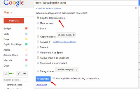 gmail filtre etiketi