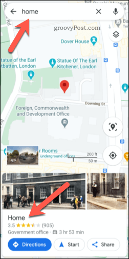 Kaydedilmiş bir Google Haritalar adresi
