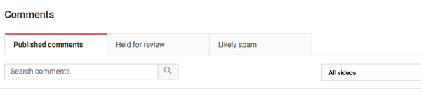 Ayrıca İnceleme İçin Bekletilenler ve Olası Spam sekmelerindeki YouTube yorumlarını da kontrol edin.