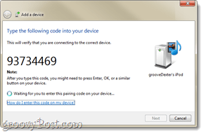 Windows 7'de bir bluetooth eşleştirme kodu