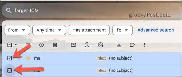 Arama sonuçlarında Gmail e-postalarını seçin