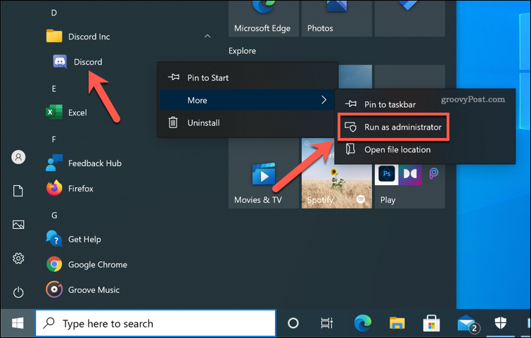 Discord'u Windows 10'da yönetici olarak çalıştırma