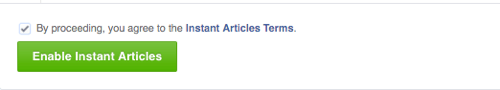 facebook anında makaleler sayfa için etkinleştirilir