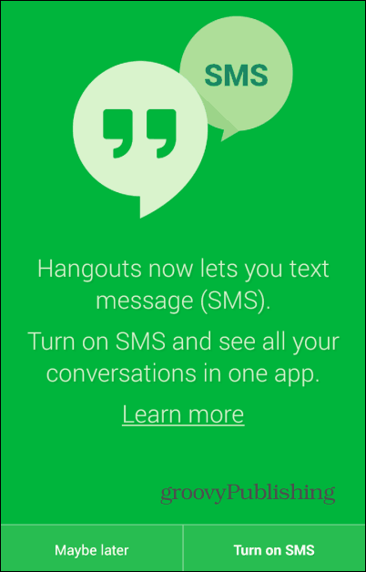 Hangouts SMS'i açma