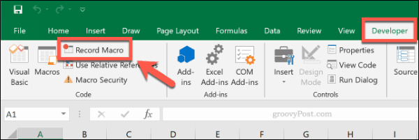 Microsoft Excel'de Makro Kaydet düğmesi