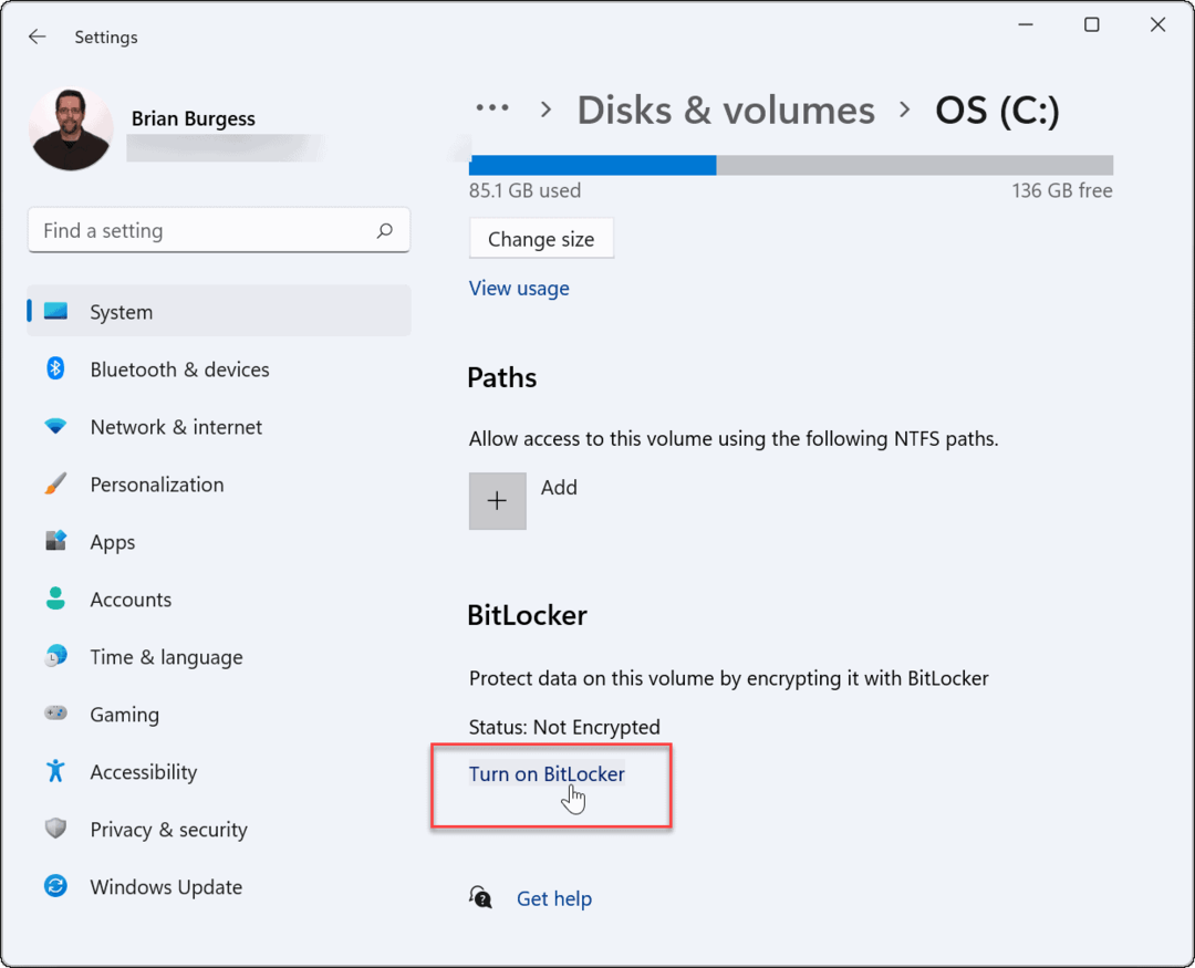 Windows 11'de bitlocker kullanımı bitlocker şifrelemesini açın