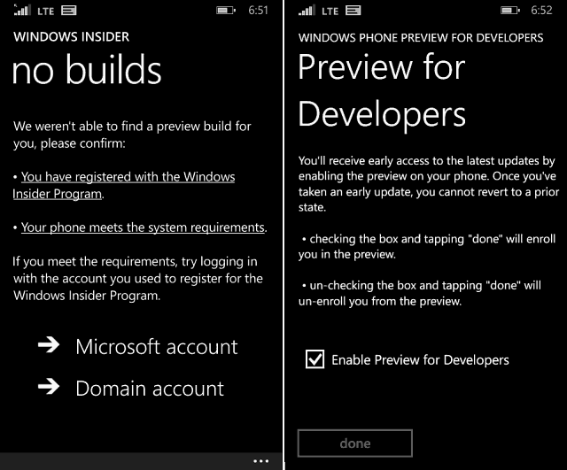 512MB Aygıtları Desteklemek için Windows Phone 10 Önizlemesi