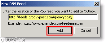Ekran görüntüsü Microsoft Outlook 2007 - Yeni RSS Akışı yazın